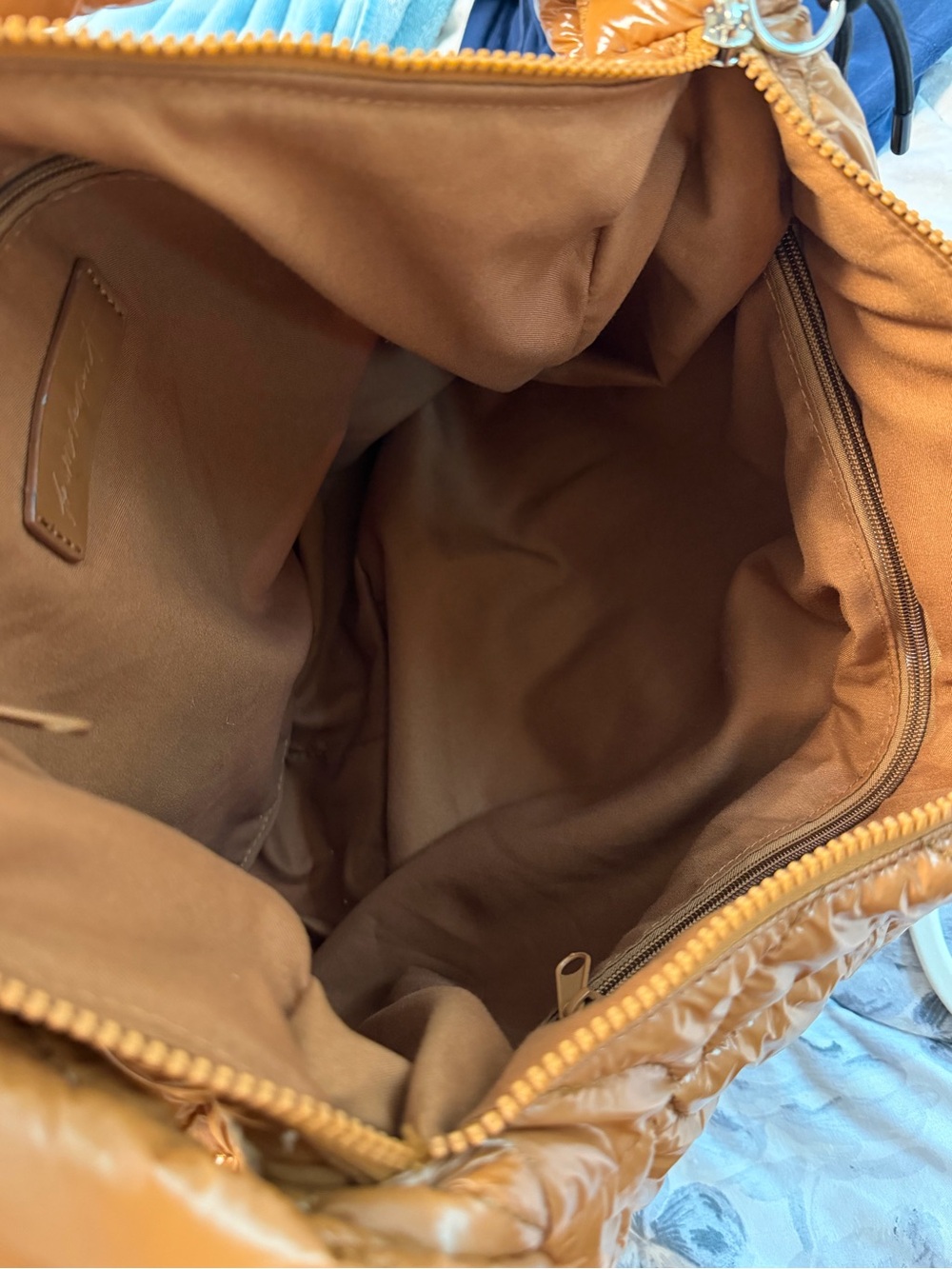 FP Free People Movement Large Puffy Bag cognac EUC - Picture 5 of 6